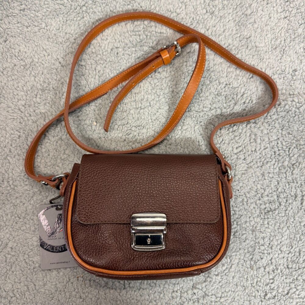 VALENTINA  Pebbled Leather Crossbody Purse Adjustable Strap Shoulder Bag Italian